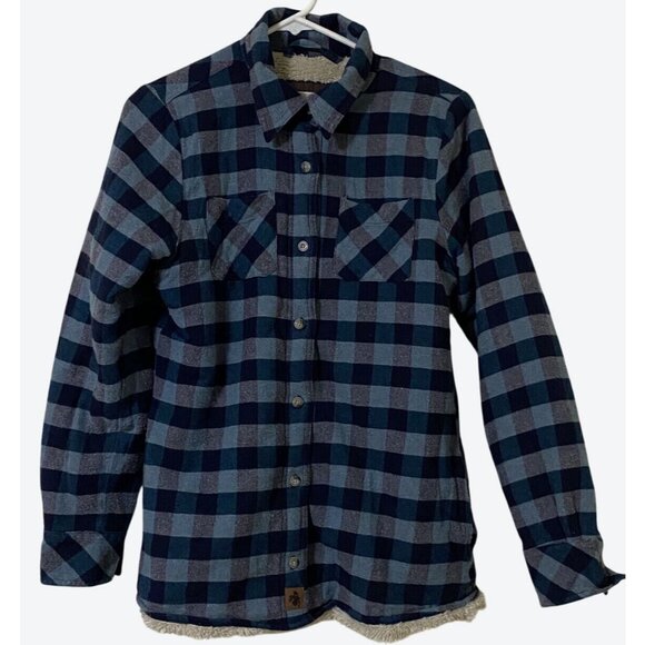 Legendary Whitetails Men's Small Fleece Lined Plaid Flannel Navy Gray Teal - Picture 1 of 6